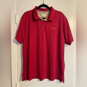 Columbia Men's Polo Shirt in Red and Tan